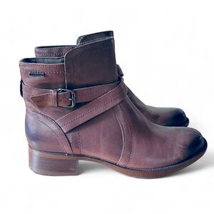 Rockport Women's Cobb Hill Caroline Ankle Boots Waterproof Leather Brown Sz 8.5M
